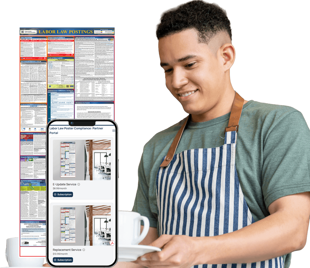 Male worker in the restaurant industry serving coffee